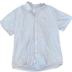 Mens Mocotono Button Front Cotton SS Shirt Light Gray Size Large